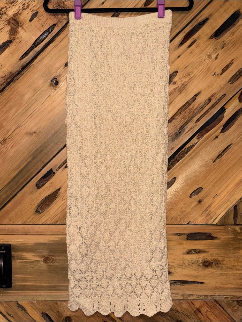 Freshman 1996 Cream Knit Maxi Skirt with Delicate Openwork
